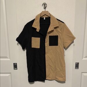 Two-Tone Black and Beige Men's Shirt